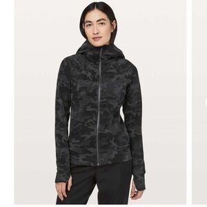Lululemon Scuba Hoodie Light Cotton Fleece Incognito Camo Multi Grey Size 14